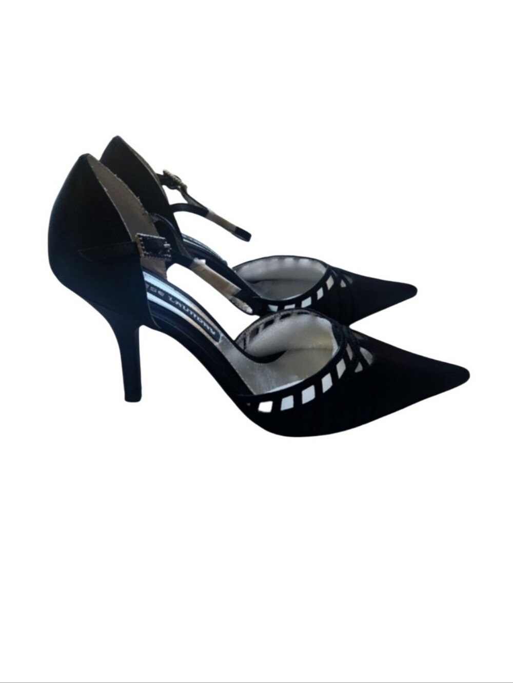 SATIN BLACK POINTED TOE HEELS NWT SZ 8M